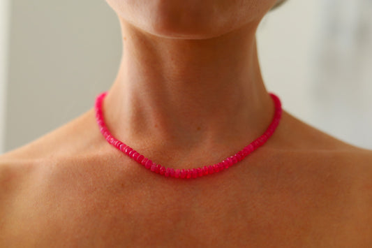 Hot Pink Opal Necklace