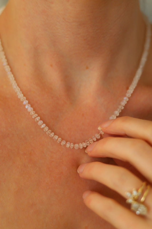 Moonstone knotted necklace